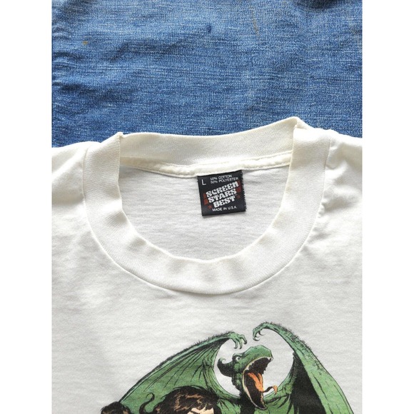 Vintage 1980s 90s Xenozoic Tales Comic Book Fantasy T-shirt Mark Schultz White L - Picture 6 of 9